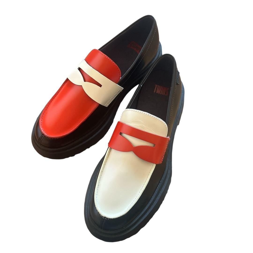【極美品】カンペール TWINS 41 ローファー 左右非対称 白部分シワ有 箱