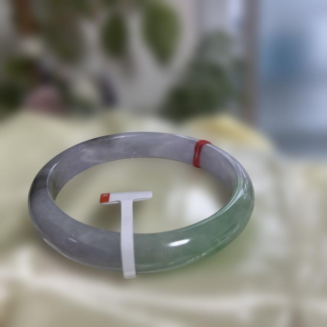 ミャンマー産翡翠バングル 魔除け黒混色開運三色.紫.緑. ❣️烏鶏