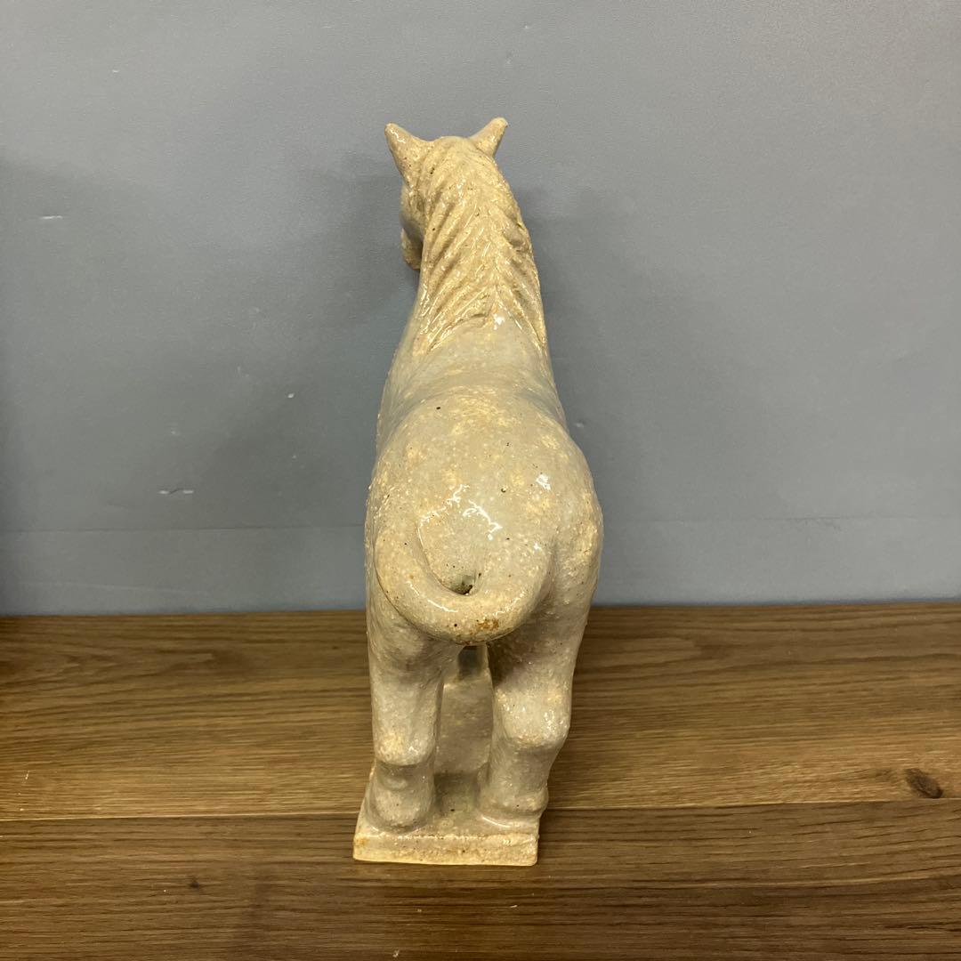 3F 馬 置物 陶器 骨董 干支 午 共箱付き 馬 陶器 オブジェ アンティーク