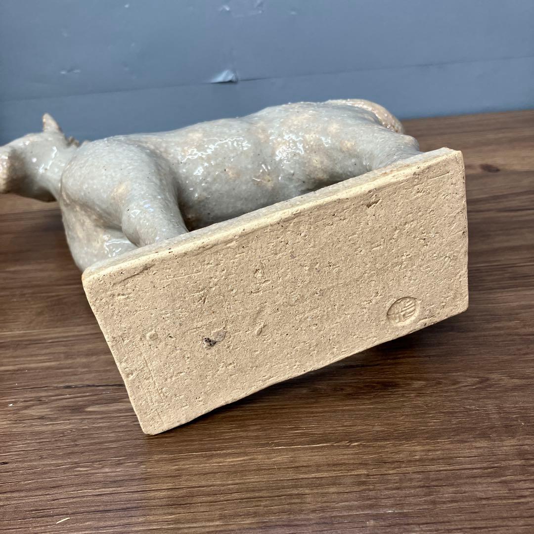 3F 馬 置物 陶器 骨董 干支 午 共箱付き 馬 陶器 オブジェ アンティーク