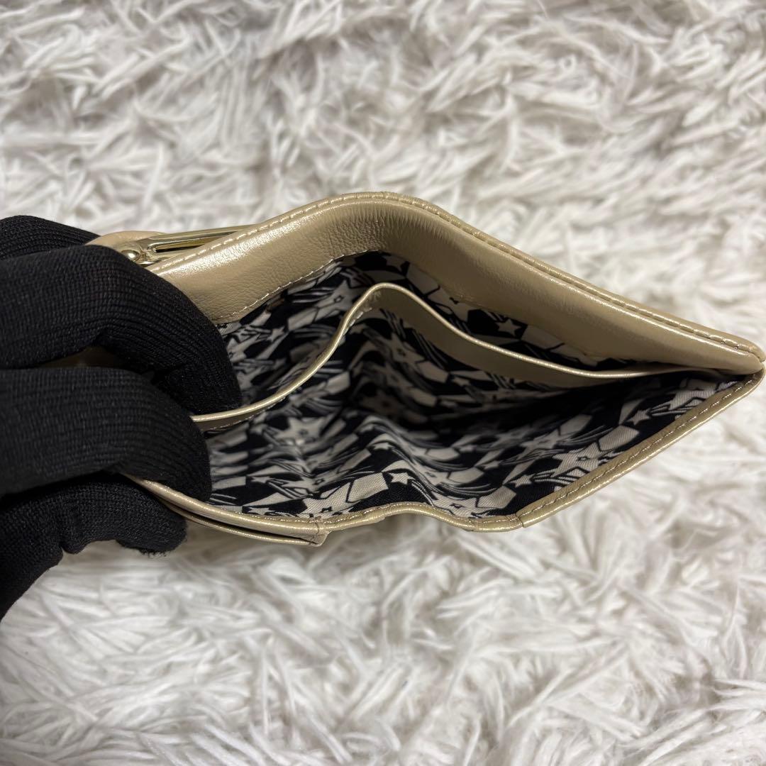 ✨極美品✨アナスイ 長財布 プレイングキャット がま口 星 型押し アイボリー