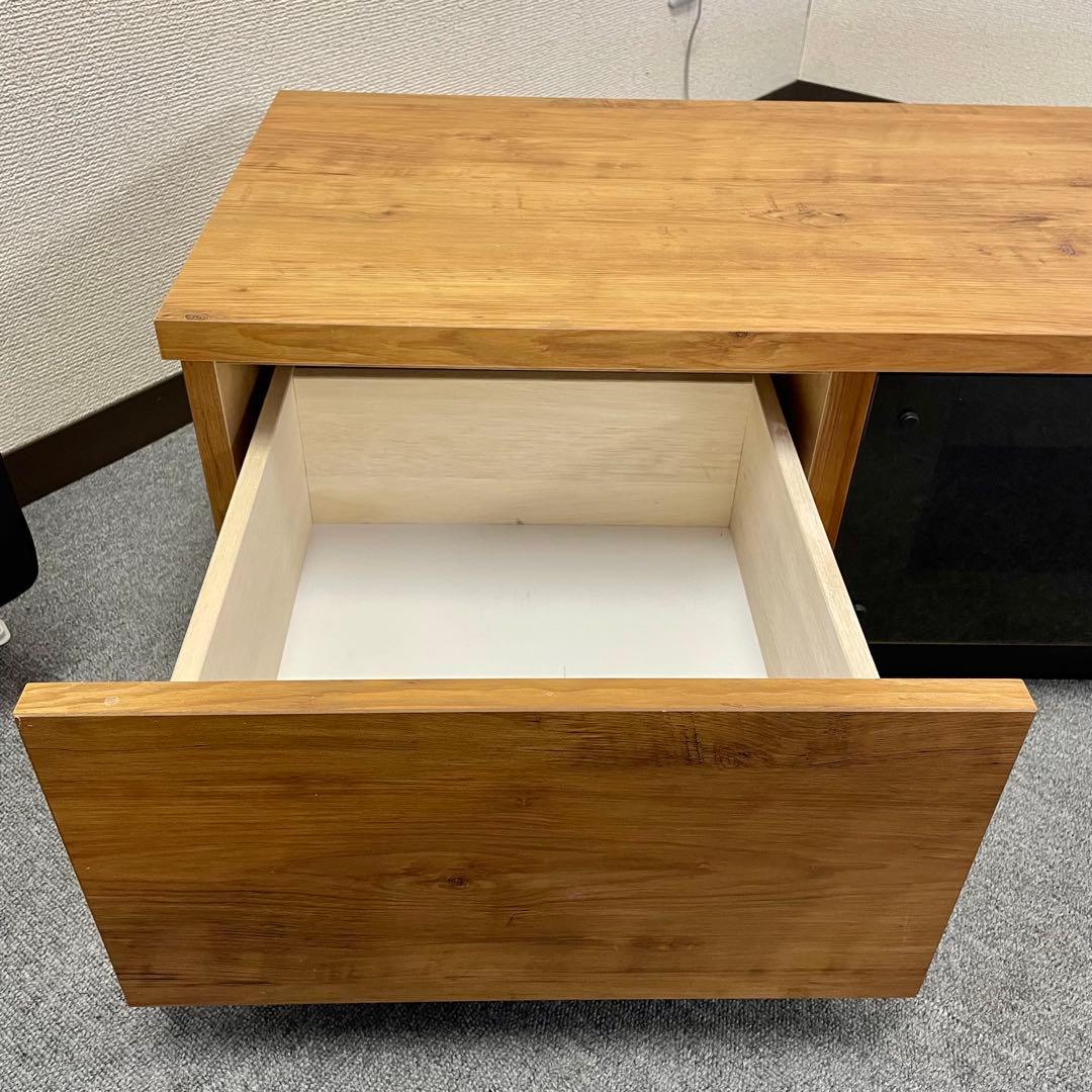 【美品】テレビ台 ローボード ヴィンテージ調 ダークガラス扉 日本製F