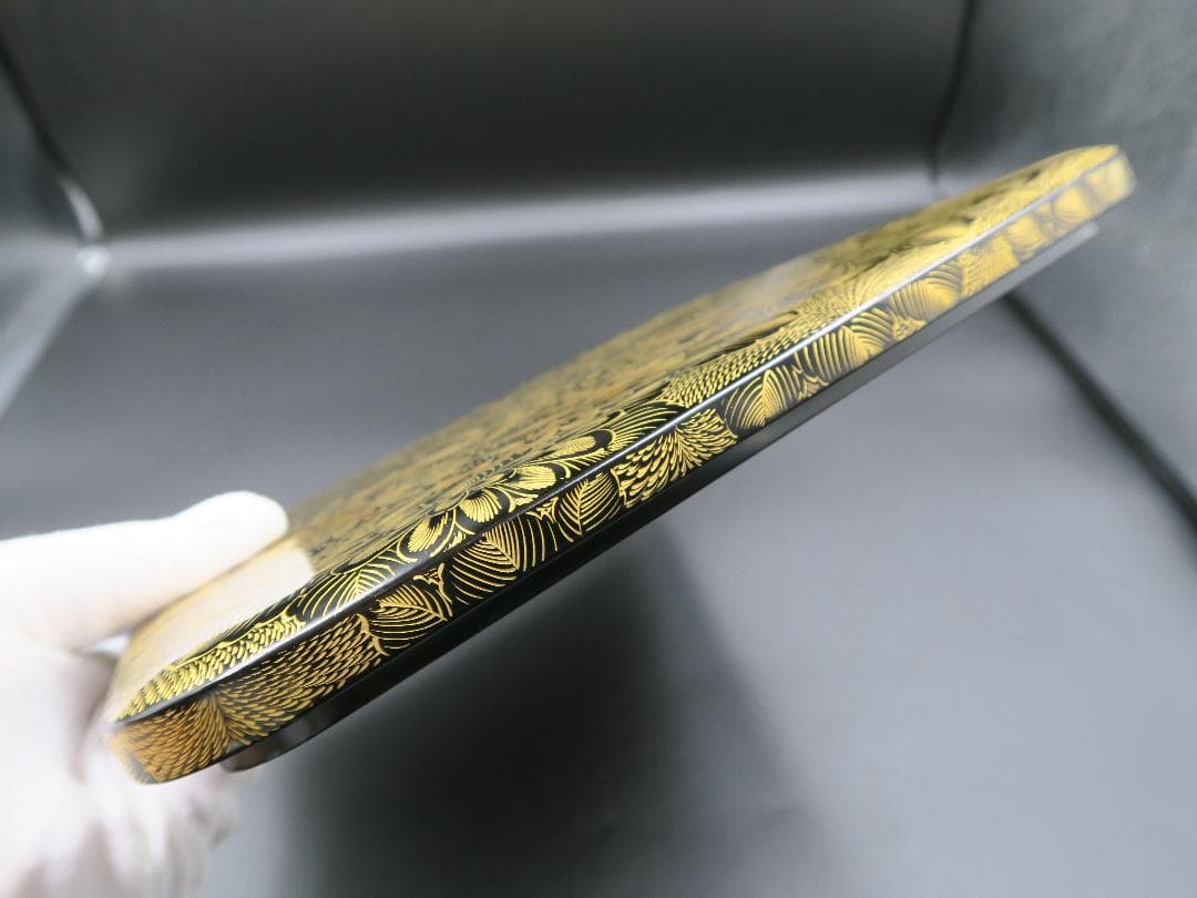 【輪島塗】極上総菊詰沈金 五段重箱 内朱塗 隅丸 蓋二枚 蓋横菊彫 天然木 共箱