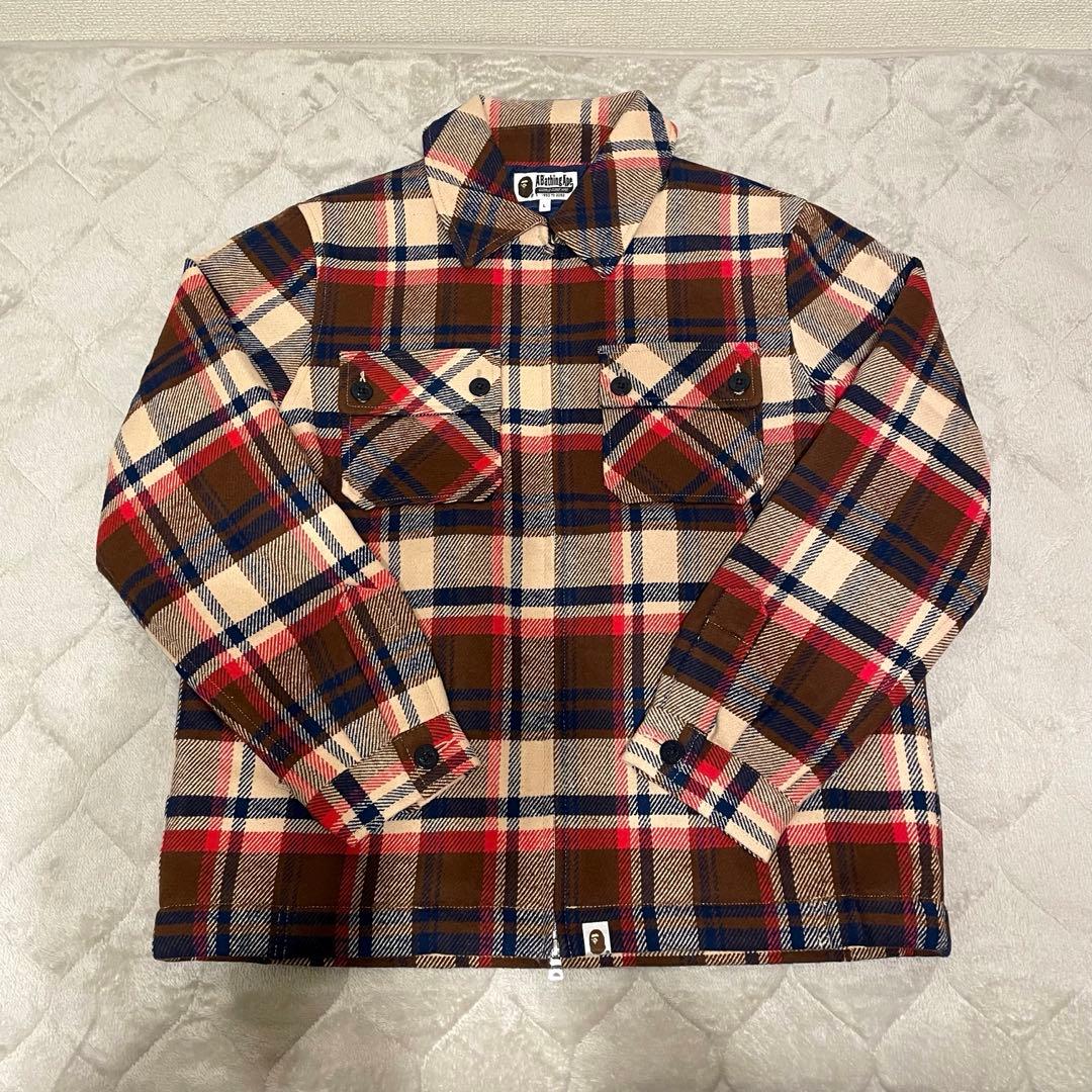 ジャケット・アウター BAPE CHECK CPO ZIP JACKET