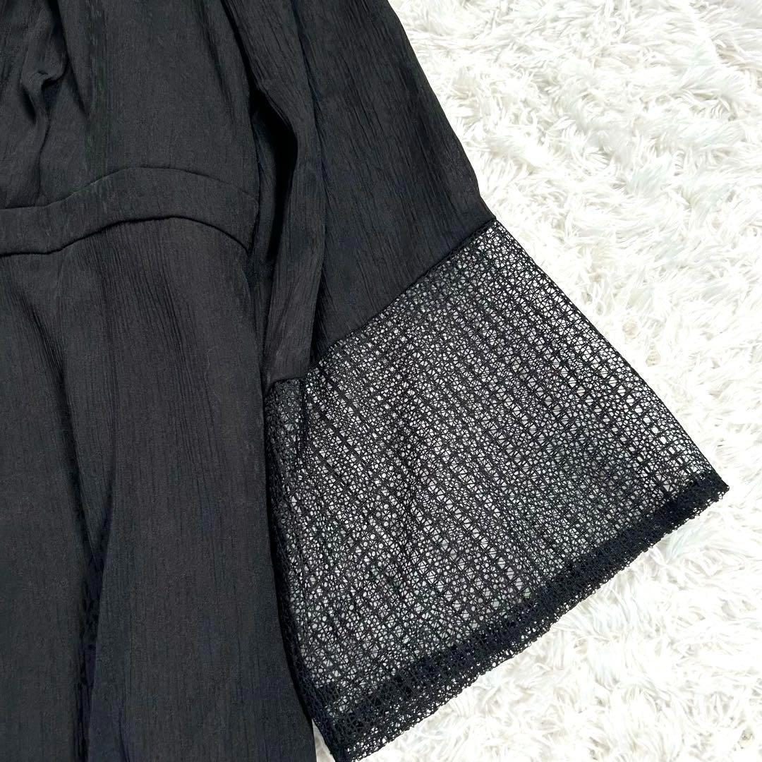 【4L】　カラルス　フロントドレープデザインレース×ジャガード切替ワンピース