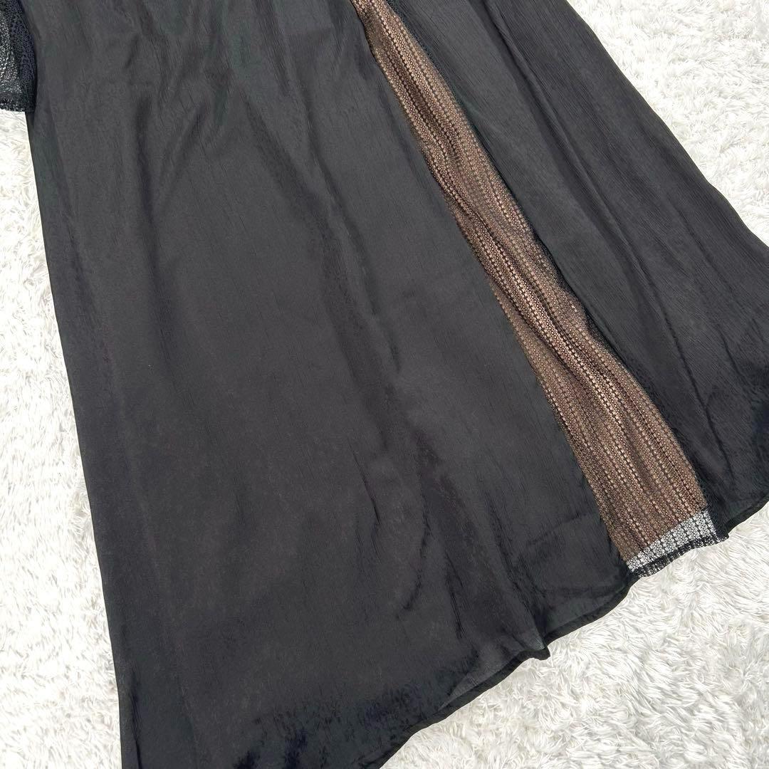 【4L】　カラルス　フロントドレープデザインレース×ジャガード切替ワンピース