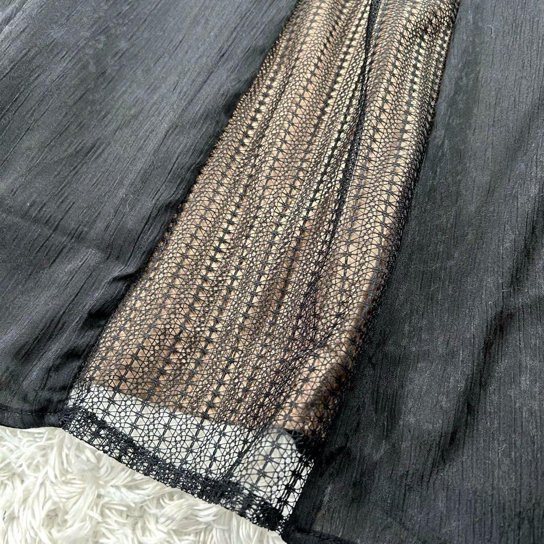 【4L】　カラルス　フロントドレープデザインレース×ジャガード切替ワンピース