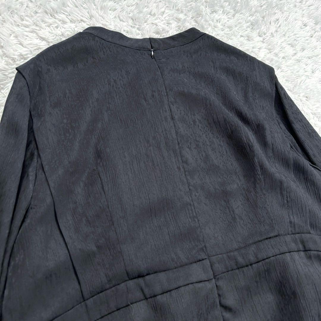 【4L】　カラルス　フロントドレープデザインレース×ジャガード切替ワンピース