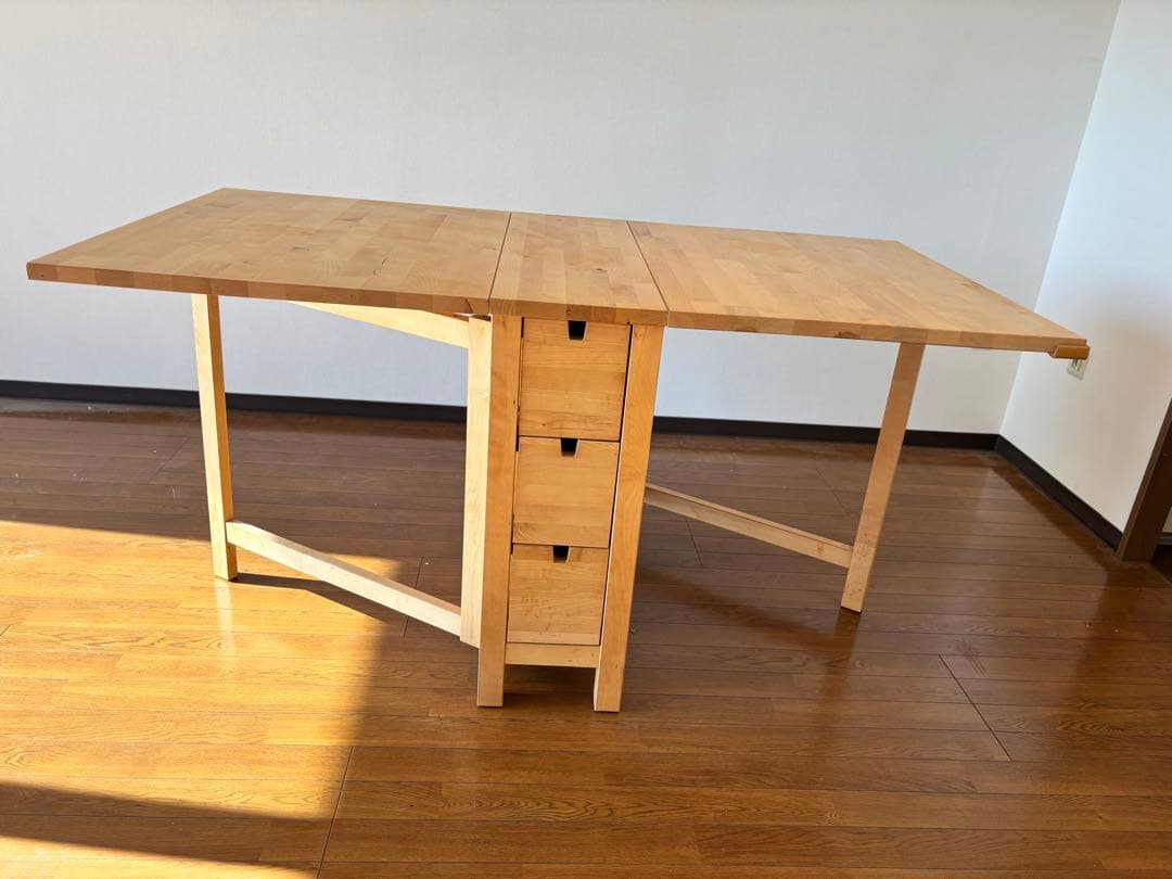IKEA ノールデン 折りたたみテーブル 引き出し付