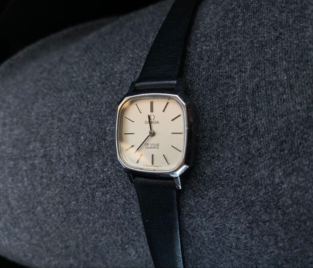 オメガ デビル OMEGA クォーツ 中古 銀黒　アンティーク　ビンテージ