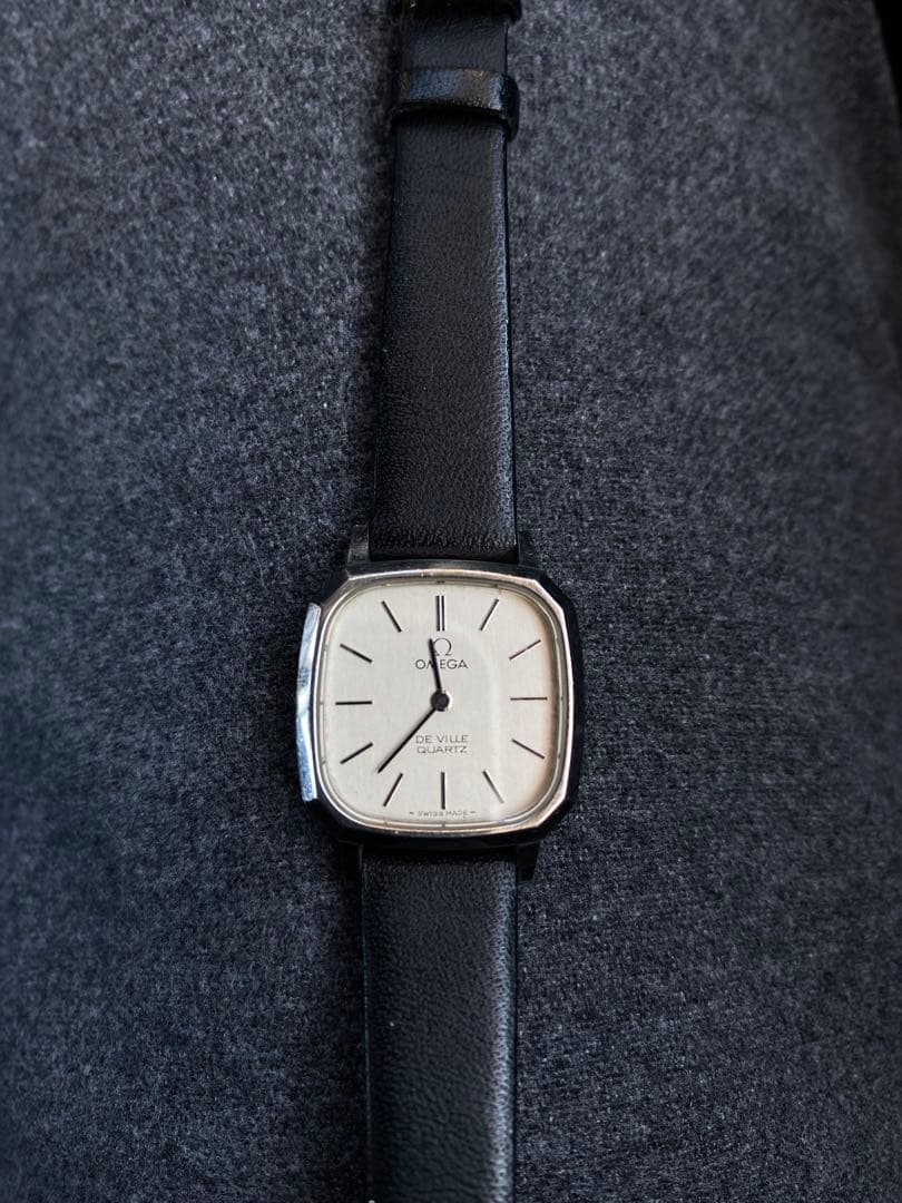 オメガ デビル OMEGA クォーツ 中古 銀黒　アンティーク　ビンテージ