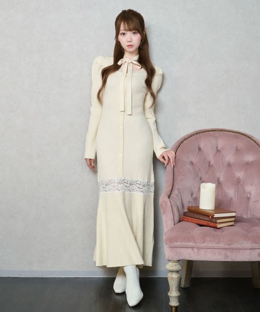 Rosé Muse Mermaid lace knit dress ホワイト