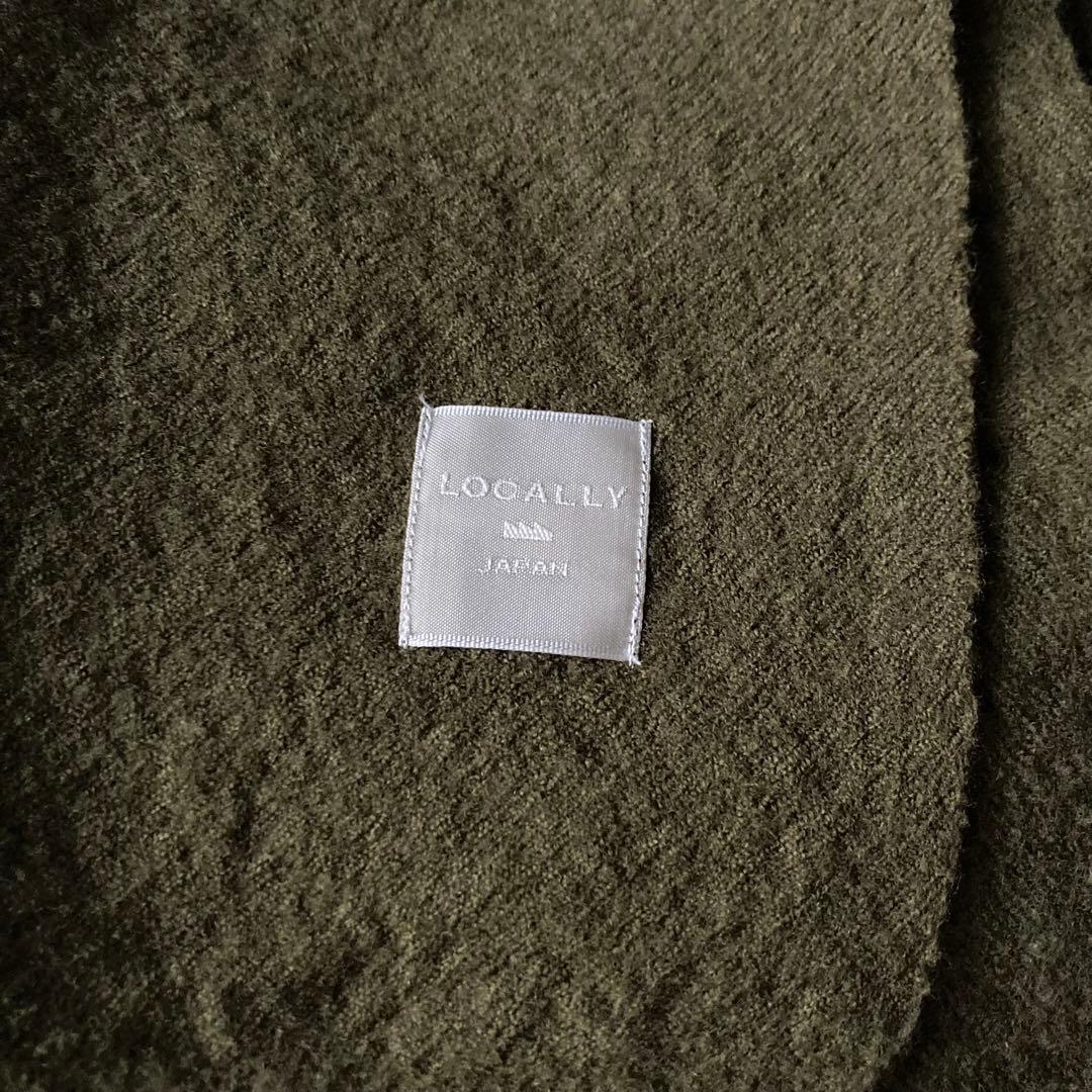 美品　locally muji stole 縮絨ウール カーキ　ストール