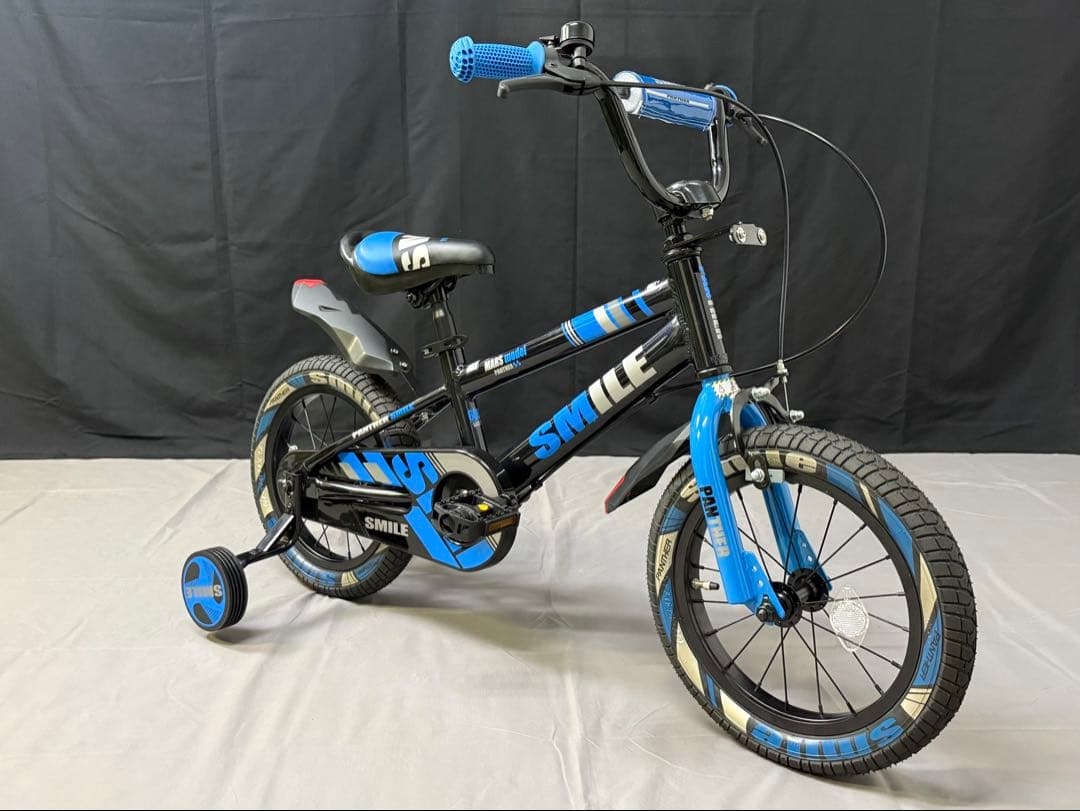 14インチ PANTHER SMILE 子供用自転車 補助輪付き ブラックブルー