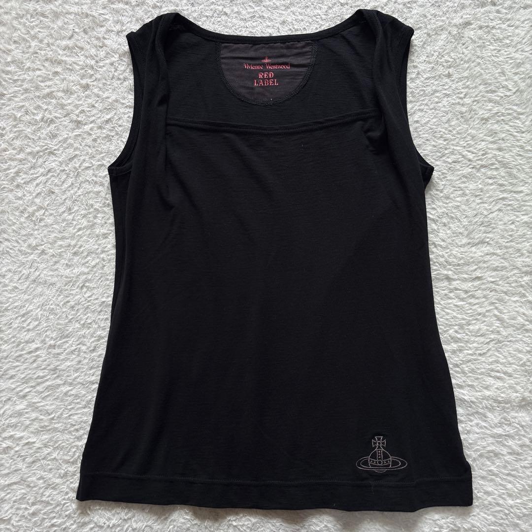 ヴィヴィアンウエストウッドレッドレーベル　オーブ刺繍タンクトップ　ブラック　希少