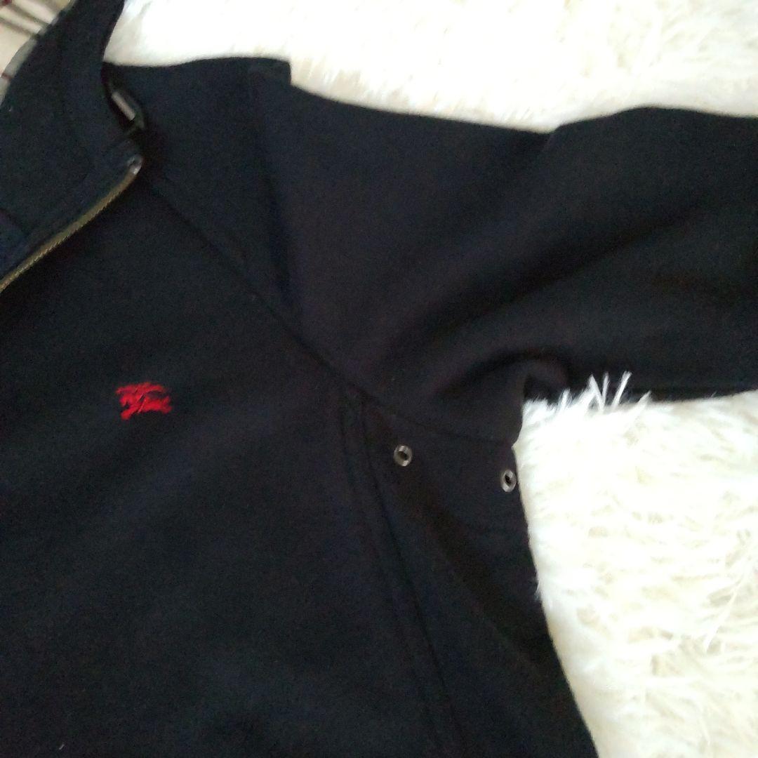 バーバリーロンドン ⿻フルジップパーカー ノバチェック ロゴ 刺繍 黒 M