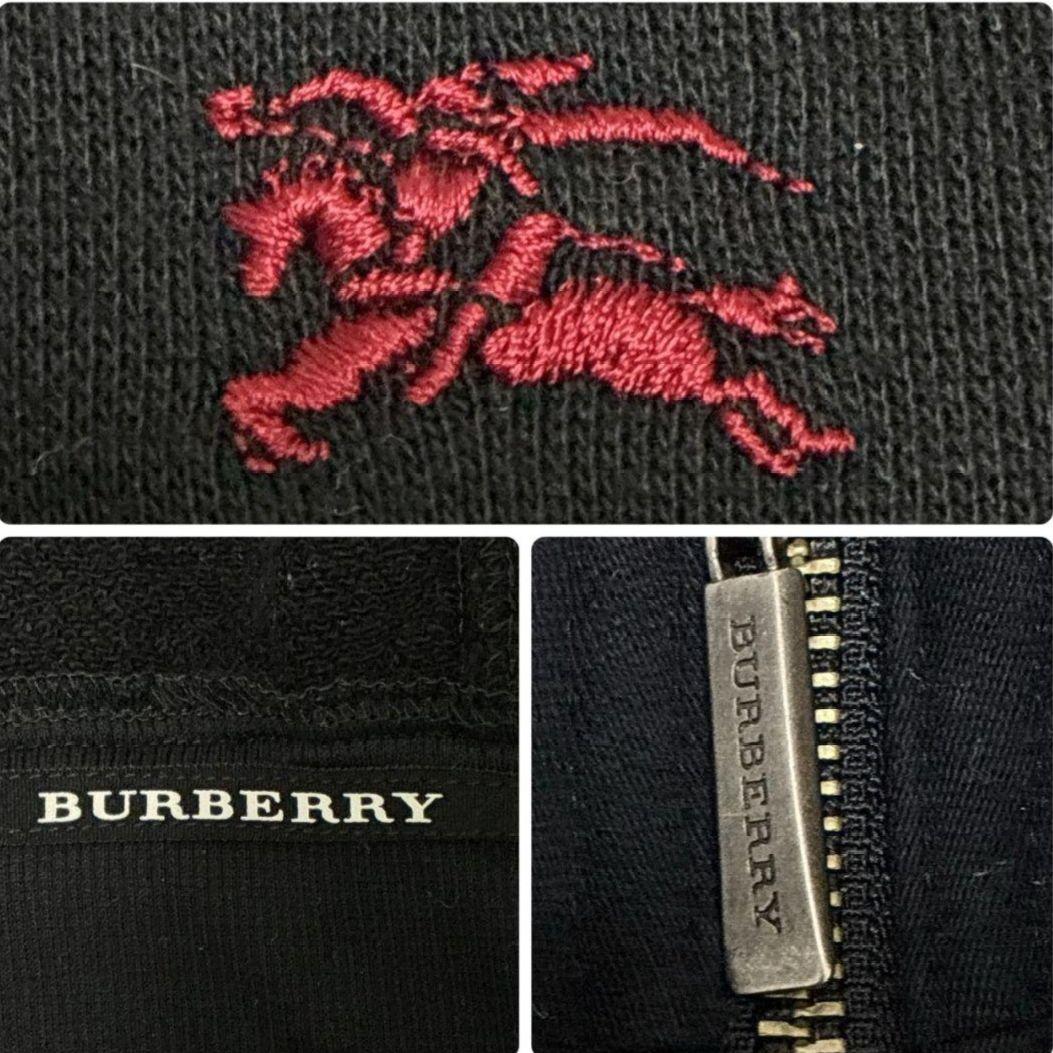 バーバリーロンドン ⿻フルジップパーカー ノバチェック ロゴ 刺繍 黒 M