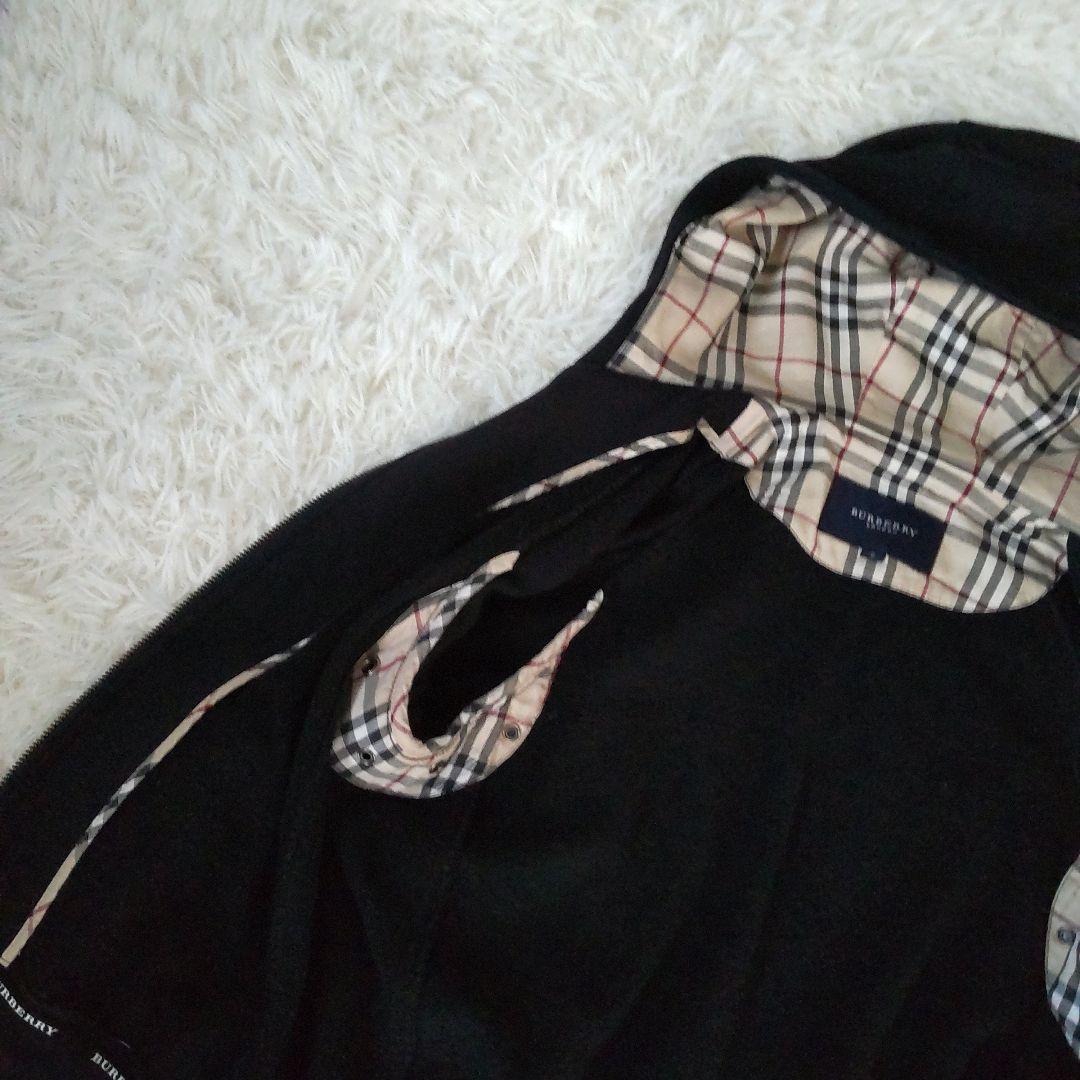 バーバリーロンドン ⿻フルジップパーカー ノバチェック ロゴ 刺繍 黒 M