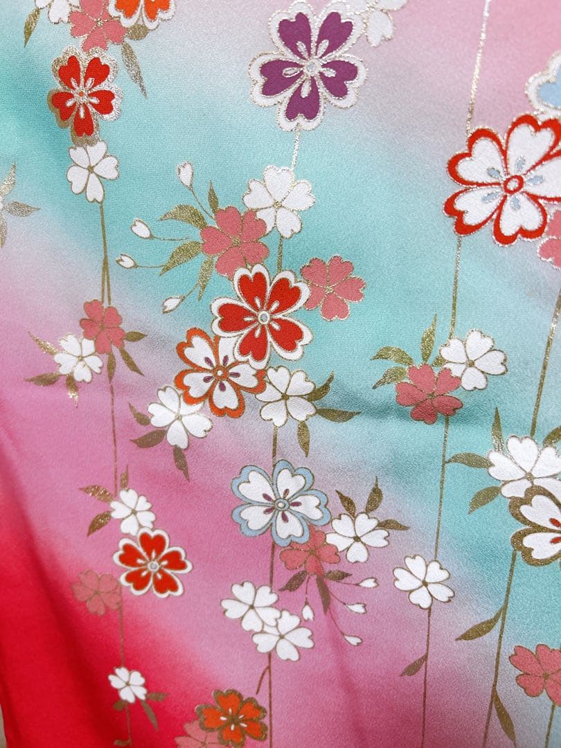 正絹フルセット♡七五三　7歳　女の子　一式　ピンク系　黒　枝垂れ桜