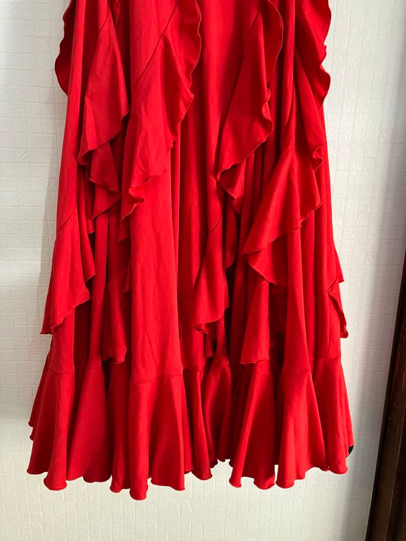 ソニアジョーンズ　フラメンコ　ファルダ　スカート　レッド　無地