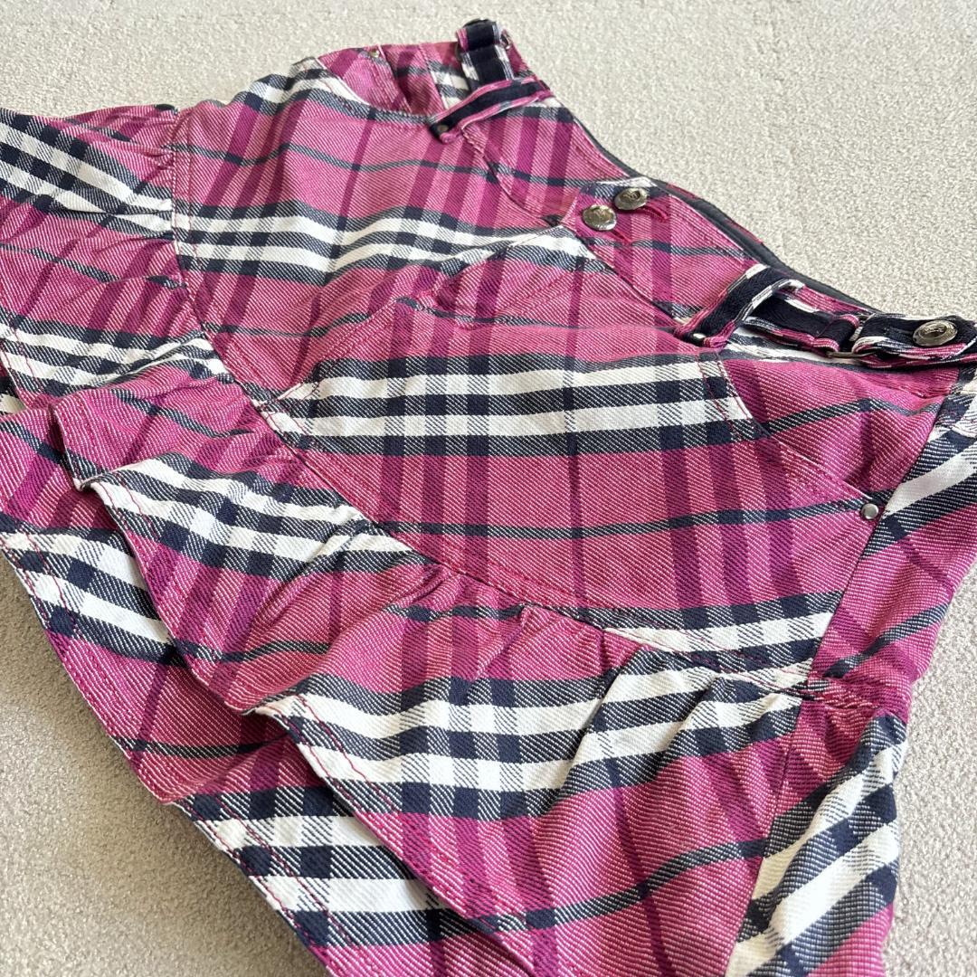 希少★バーバリーブルーレーベル　ミニスカート　ノバチェック　ピンク　ロゴ　38