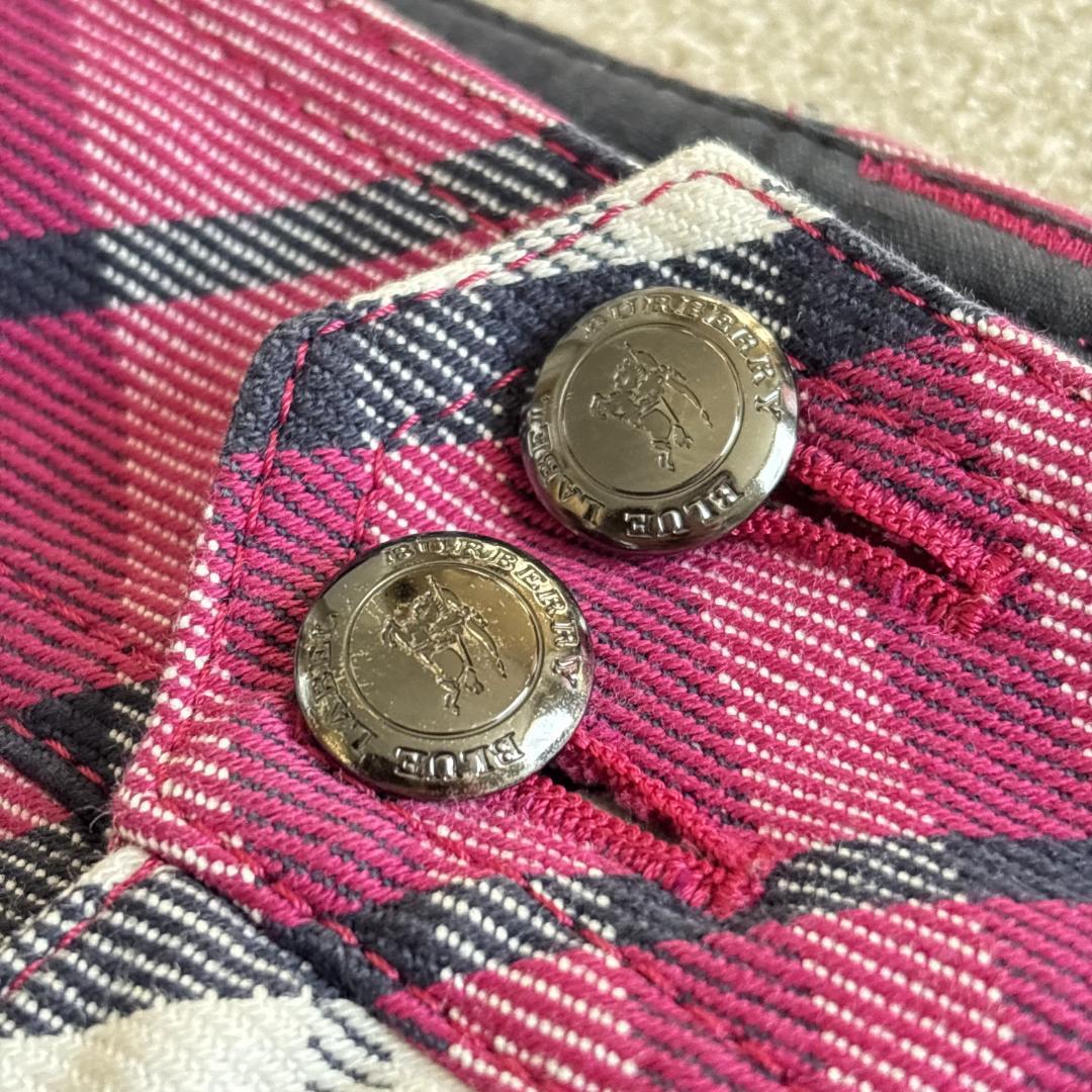 希少★バーバリーブルーレーベル　ミニスカート　ノバチェック　ピンク　ロゴ　38
