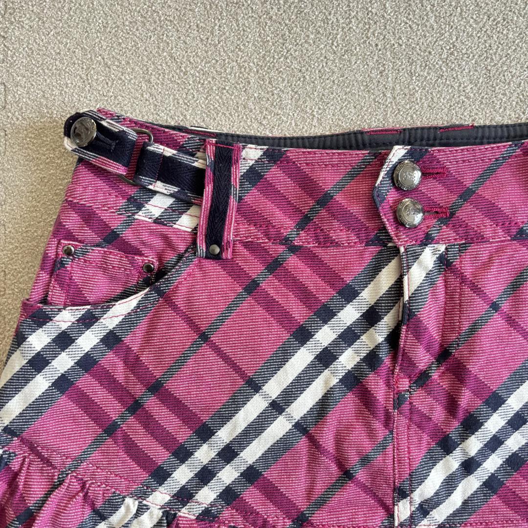 希少★バーバリーブルーレーベル　ミニスカート　ノバチェック　ピンク　ロゴ　38