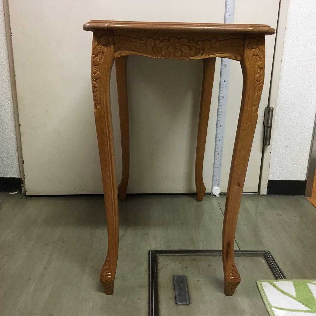 こうママ　木製サイドテーブル 装飾彫刻入り　大中小3個セット