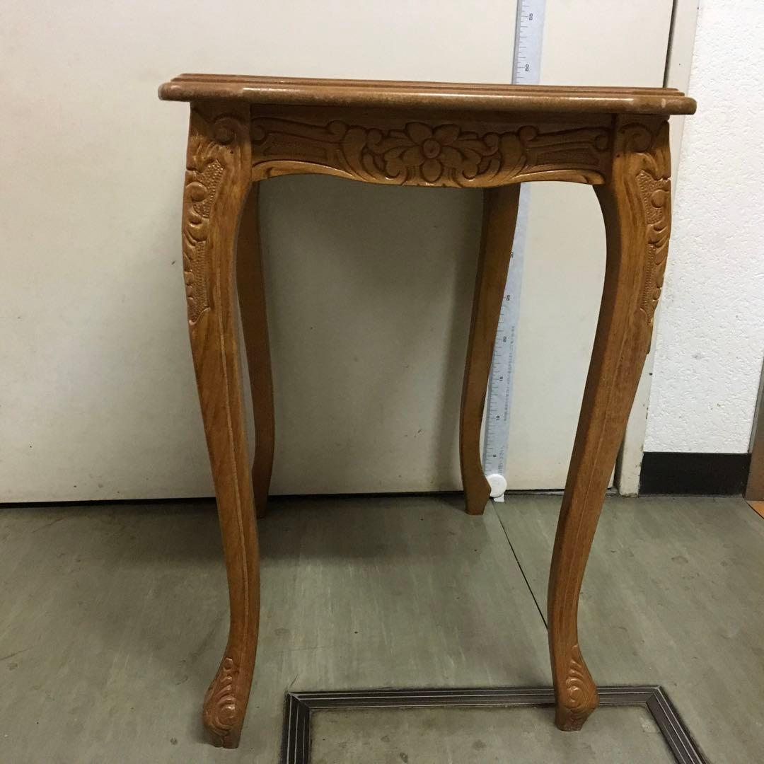 こうママ　木製サイドテーブル 装飾彫刻入り　大中小3個セット