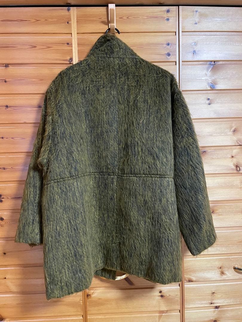 hellam シャギースタンドカラーコート マスタード