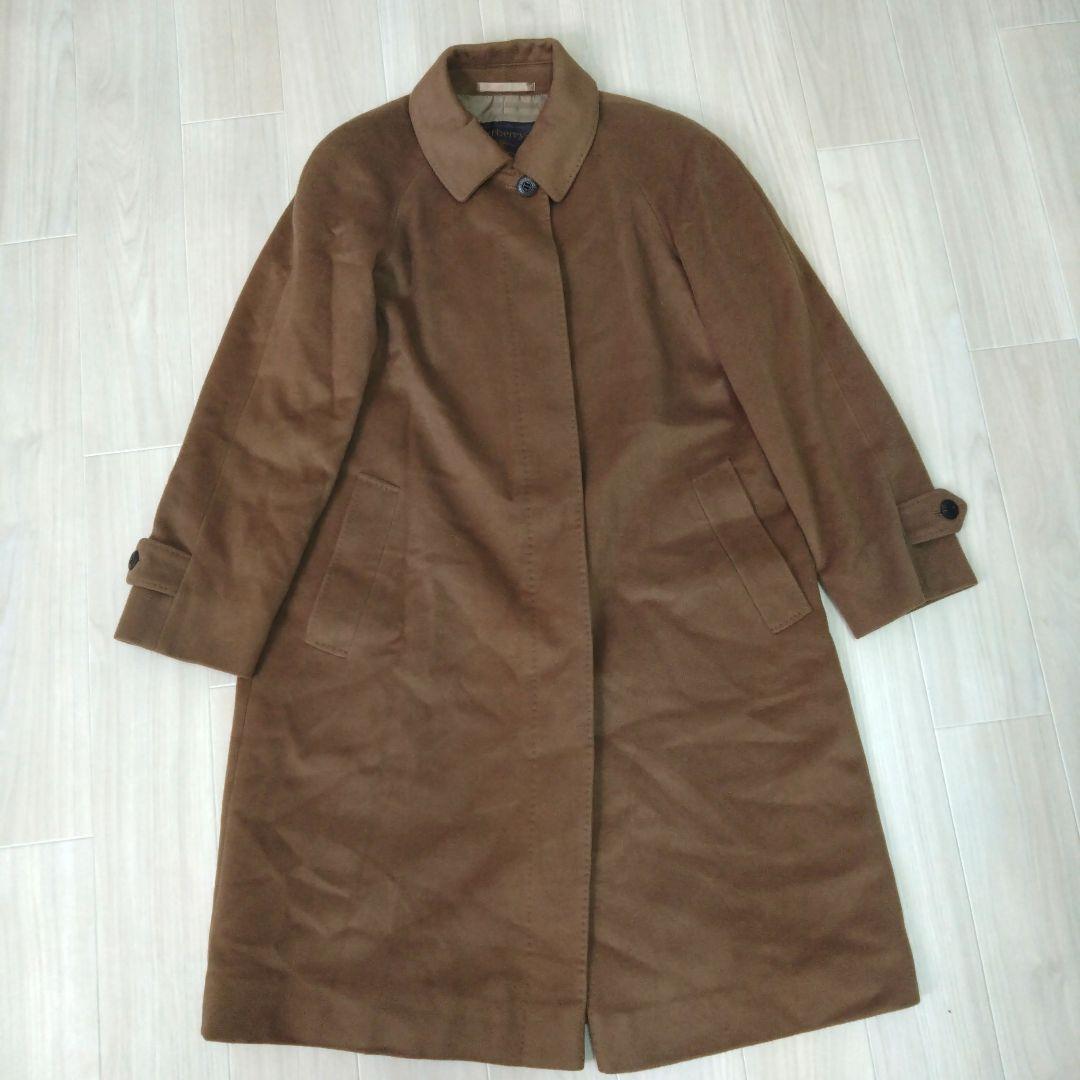希少 高級バーバリー ロングコート カシミヤ混 レディース 　7
