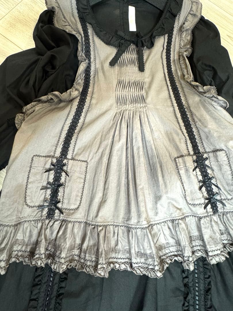 PINK HOUSE タブリエ付きワンピース 黒　新品未使用タグ付