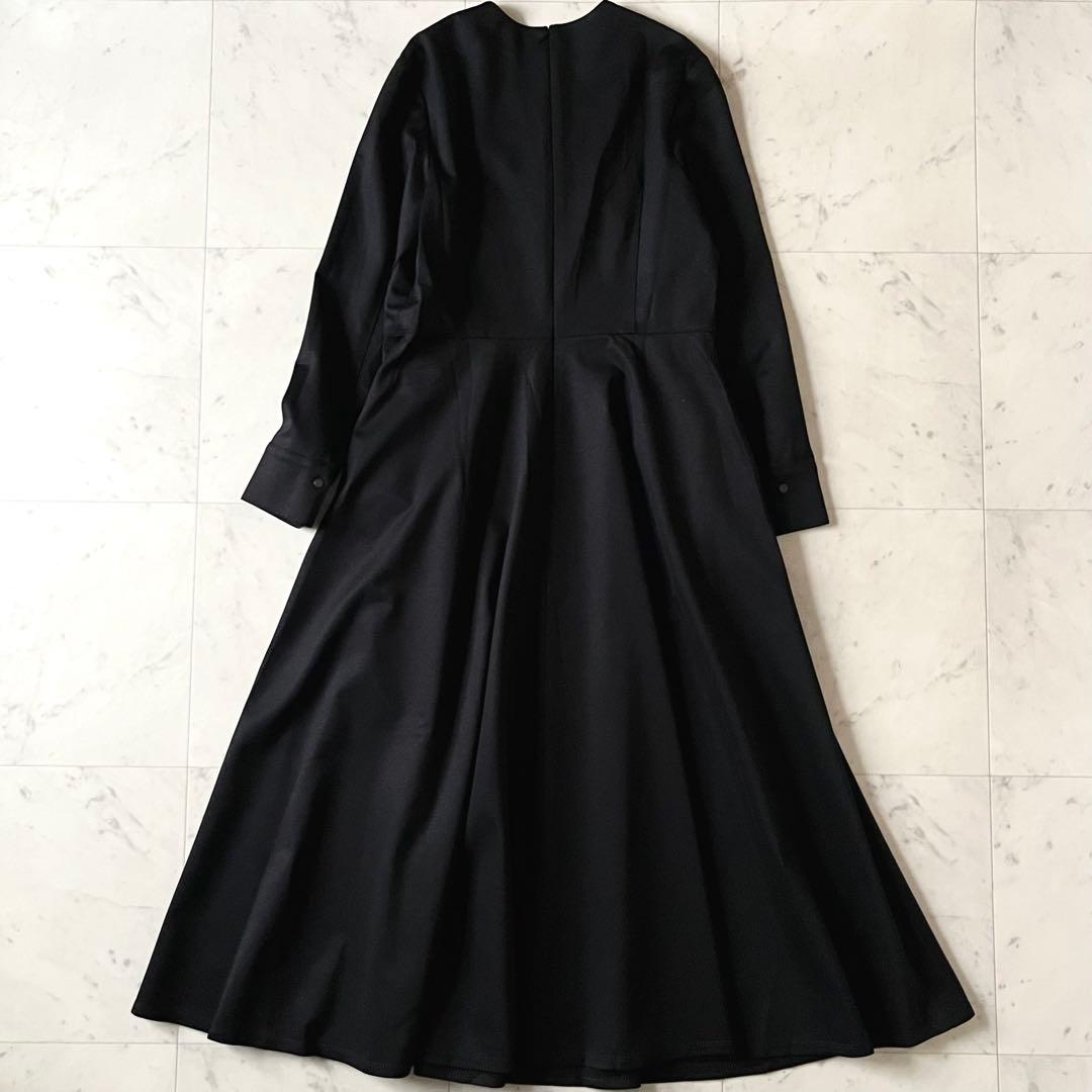 定価3万＊タグ付未使用 ICB キーネックロングワンピース 11号 黒 洗える