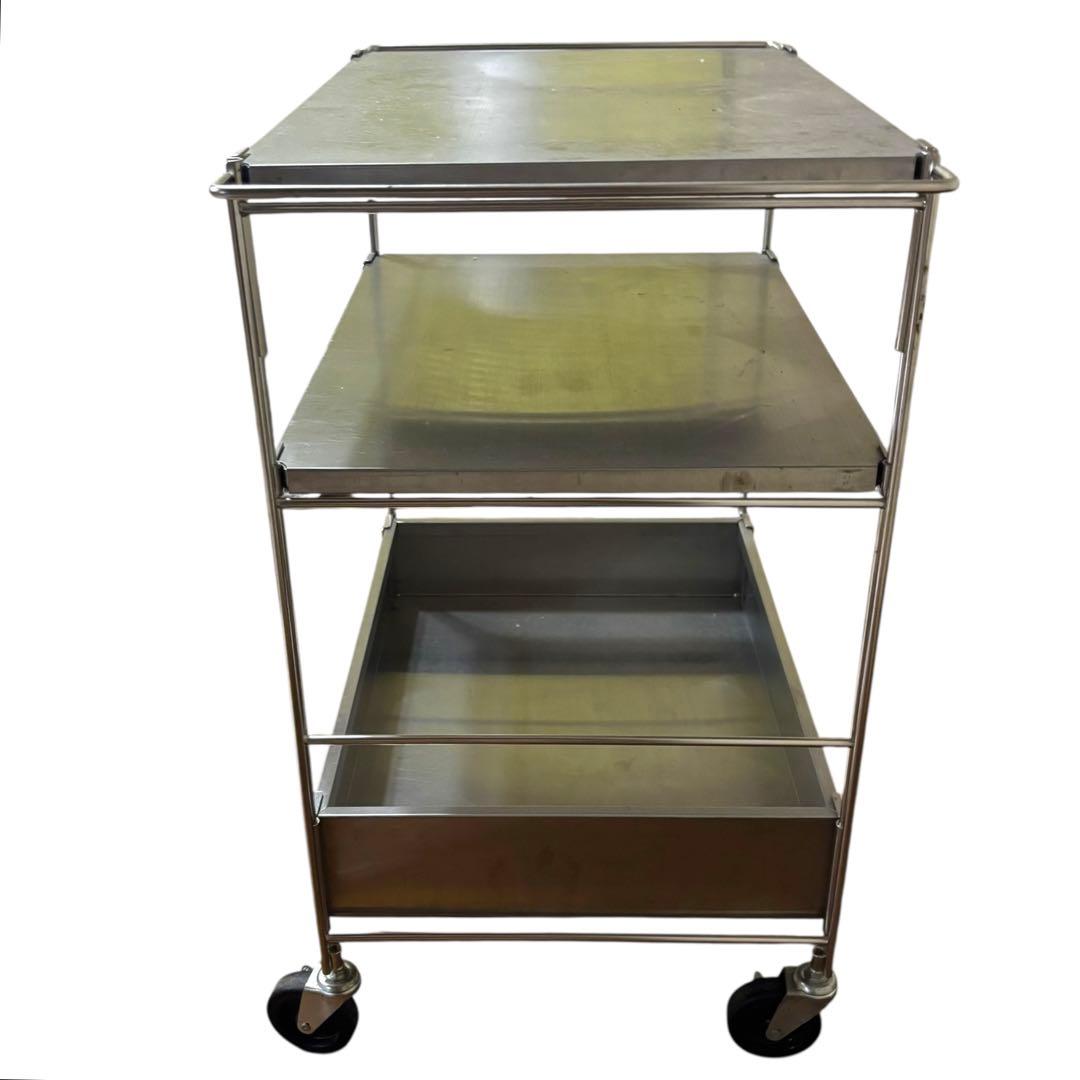 無印良品 ステンレスユニットシェルフ ワゴンセット キャスター付き 3段