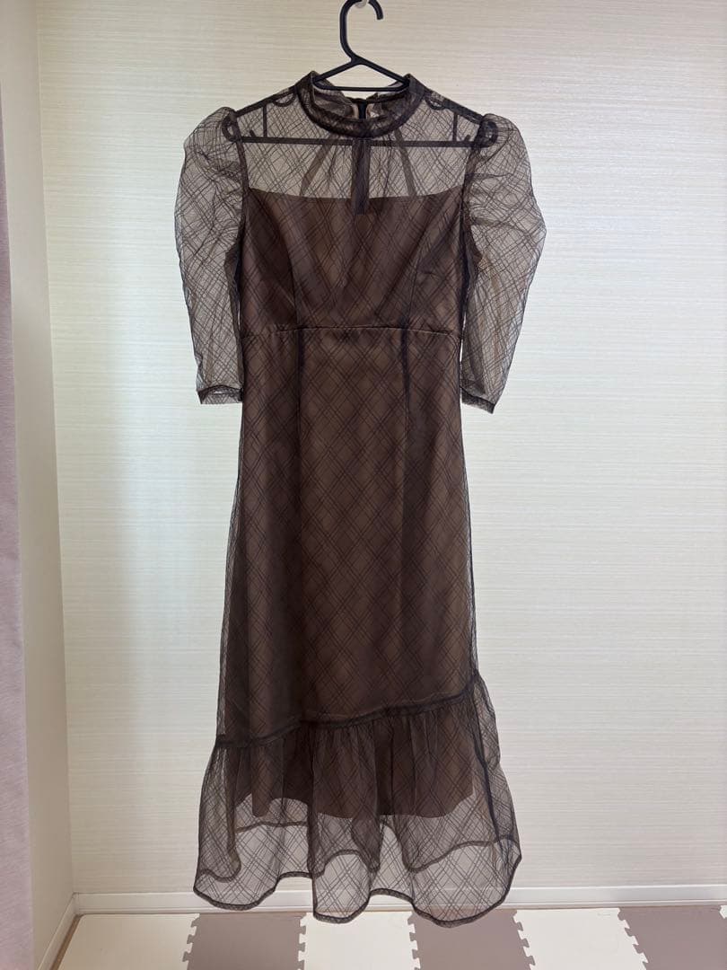 Leja チェック柄フリルドレス