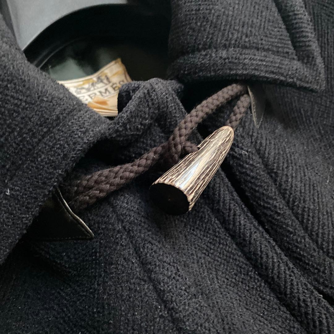 【希少】HERMES エルメス ダッフルコート ヴィンテージ 50 ブラック 黒