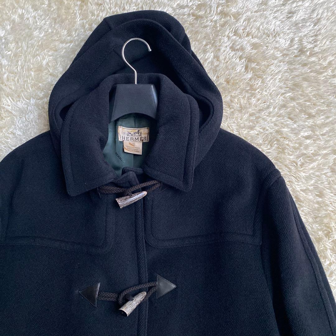 【希少】HERMES エルメス ダッフルコート ヴィンテージ 50 ブラック 黒