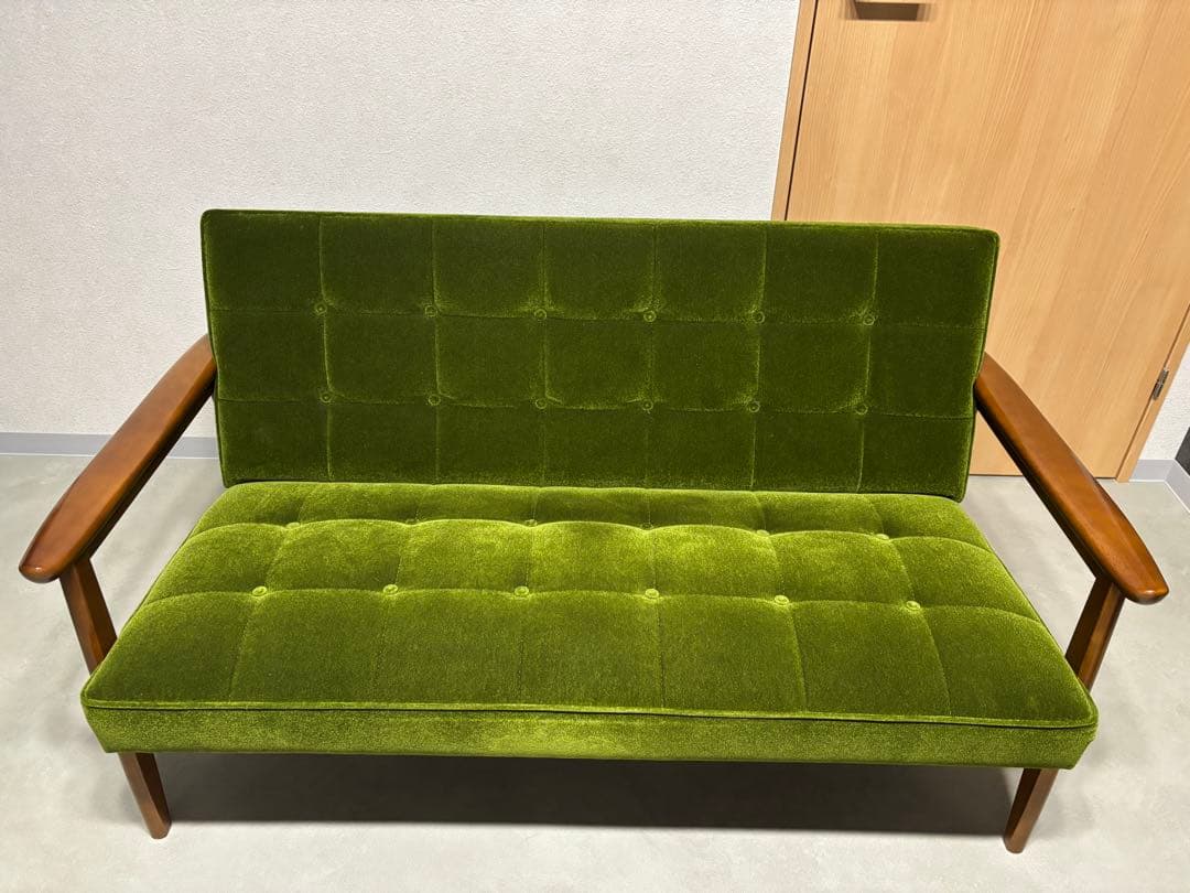 【美品・送料込み】カリモク60 Kチェア モケットグリーン 2シーター