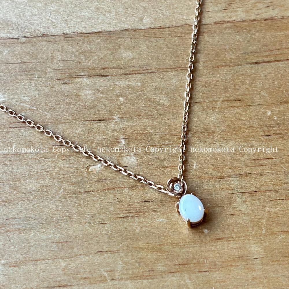 美品 アガット K10 天然石 フラワー ネックレス ストーン agete