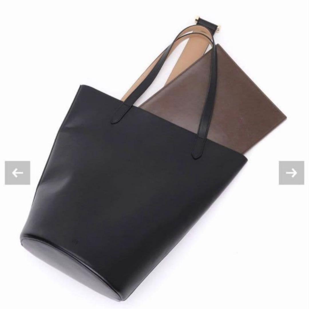 &MyuQ ERA トートバッグ ショルダーバッグ レザー ブラック A4対応