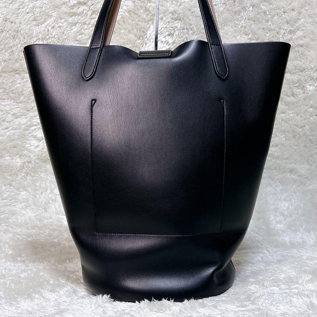 &MyuQ ERA トートバッグ ショルダーバッグ レザー ブラック A4対応