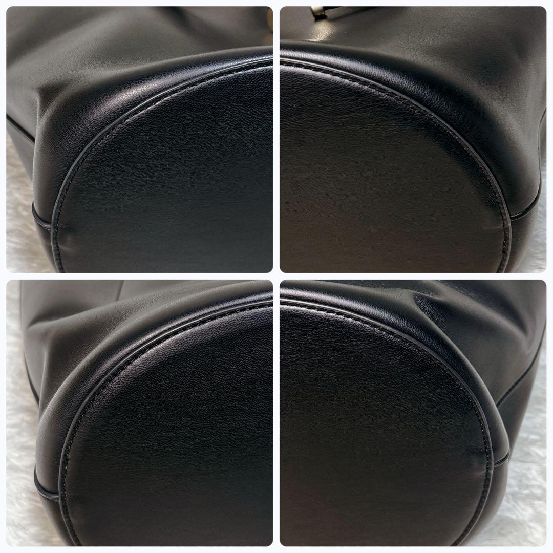 &MyuQ ERA トートバッグ ショルダーバッグ レザー ブラック A4対応