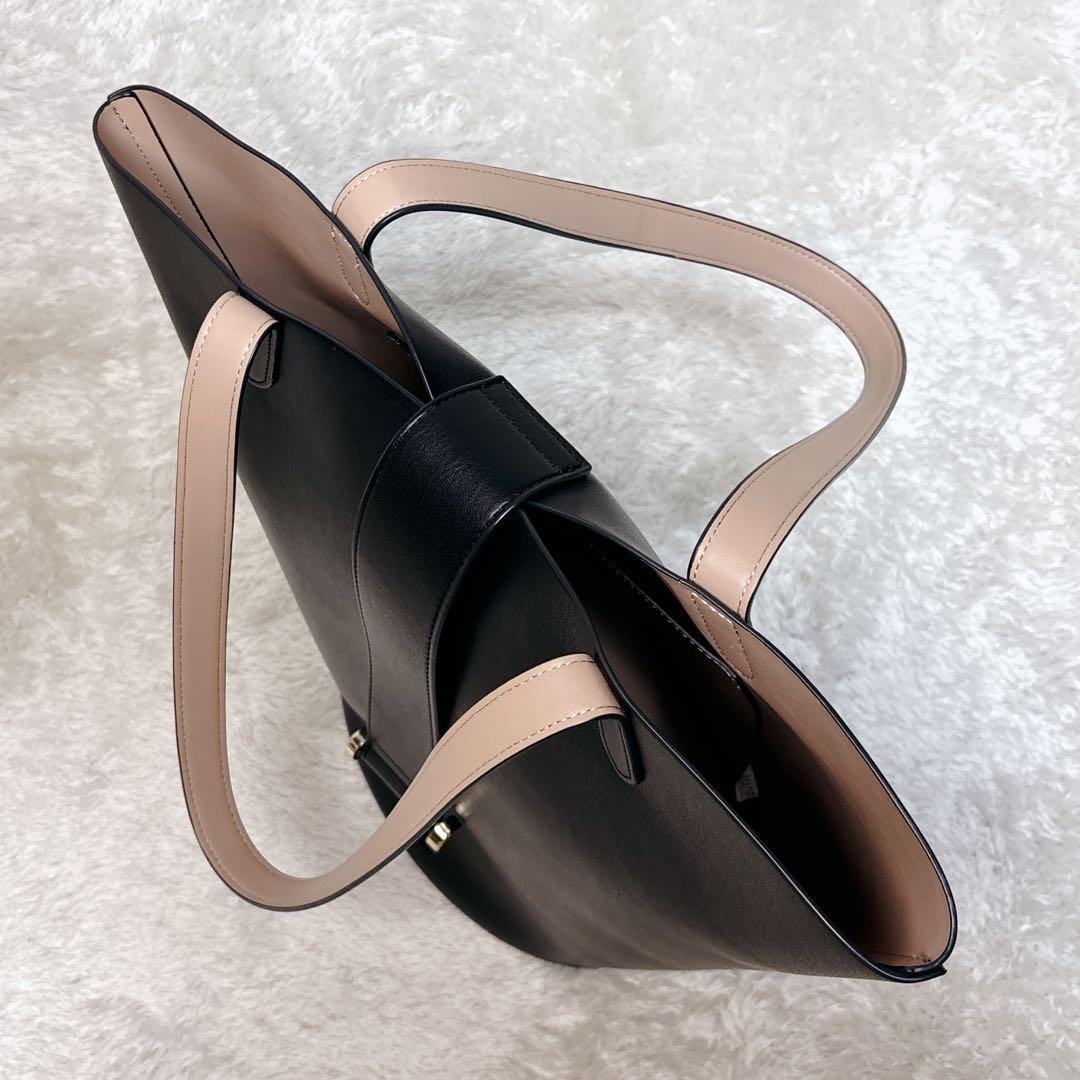 &MyuQ ERA トートバッグ ショルダーバッグ レザー ブラック A4対応