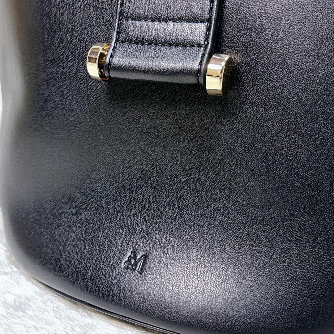 &MyuQ ERA トートバッグ ショルダーバッグ レザー ブラック A4対応