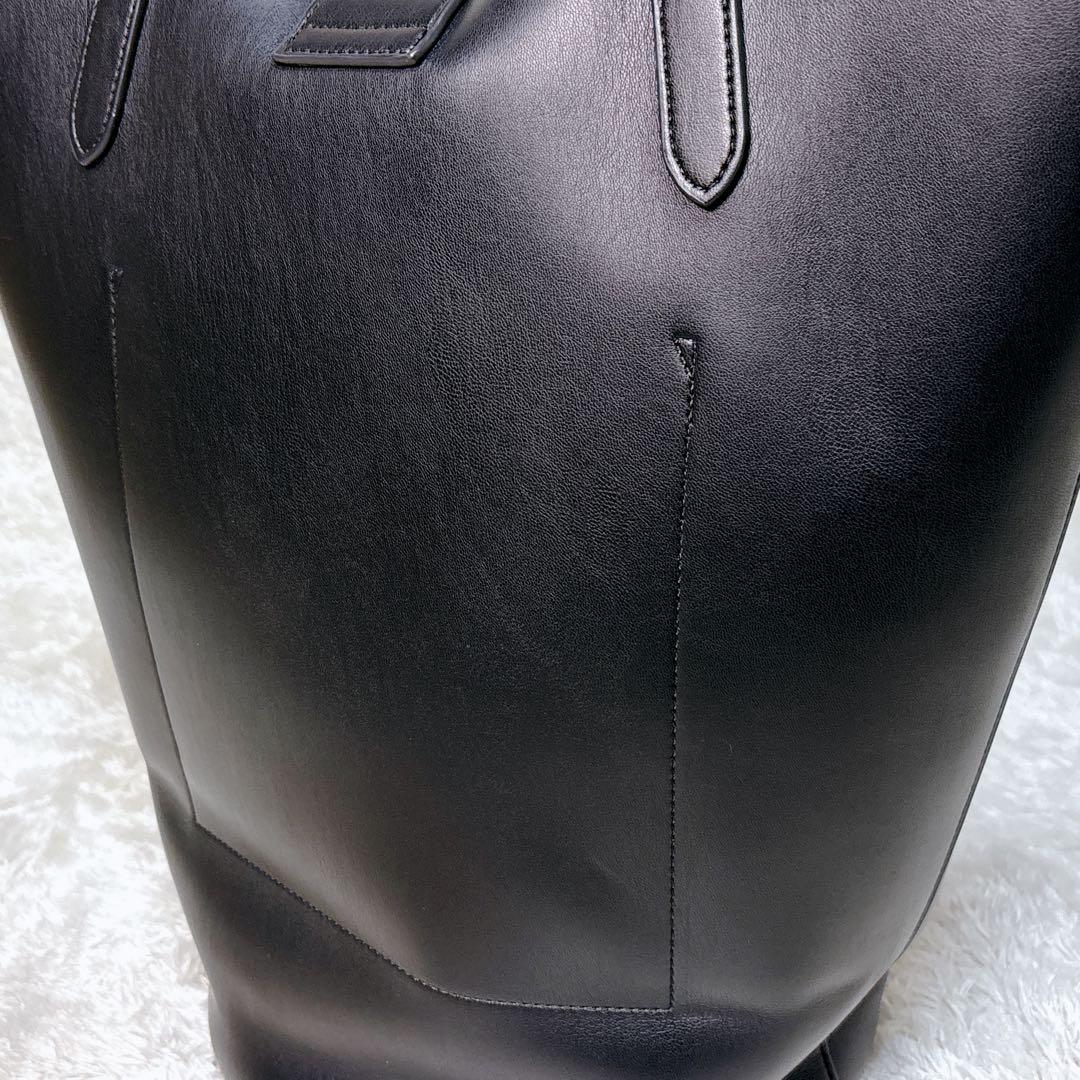 &MyuQ ERA トートバッグ ショルダーバッグ レザー ブラック A4対応