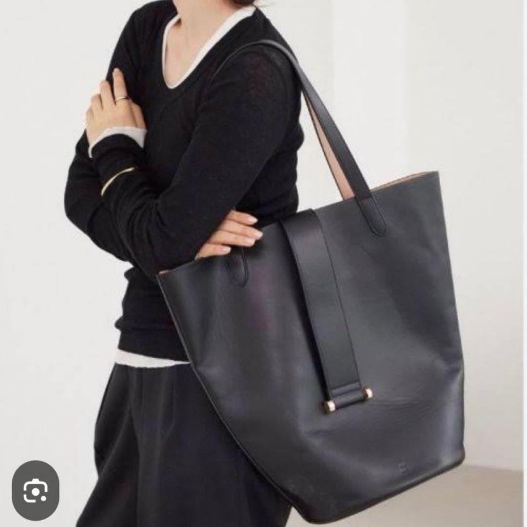 &MyuQ ERA トートバッグ ショルダーバッグ レザー ブラック A4対応