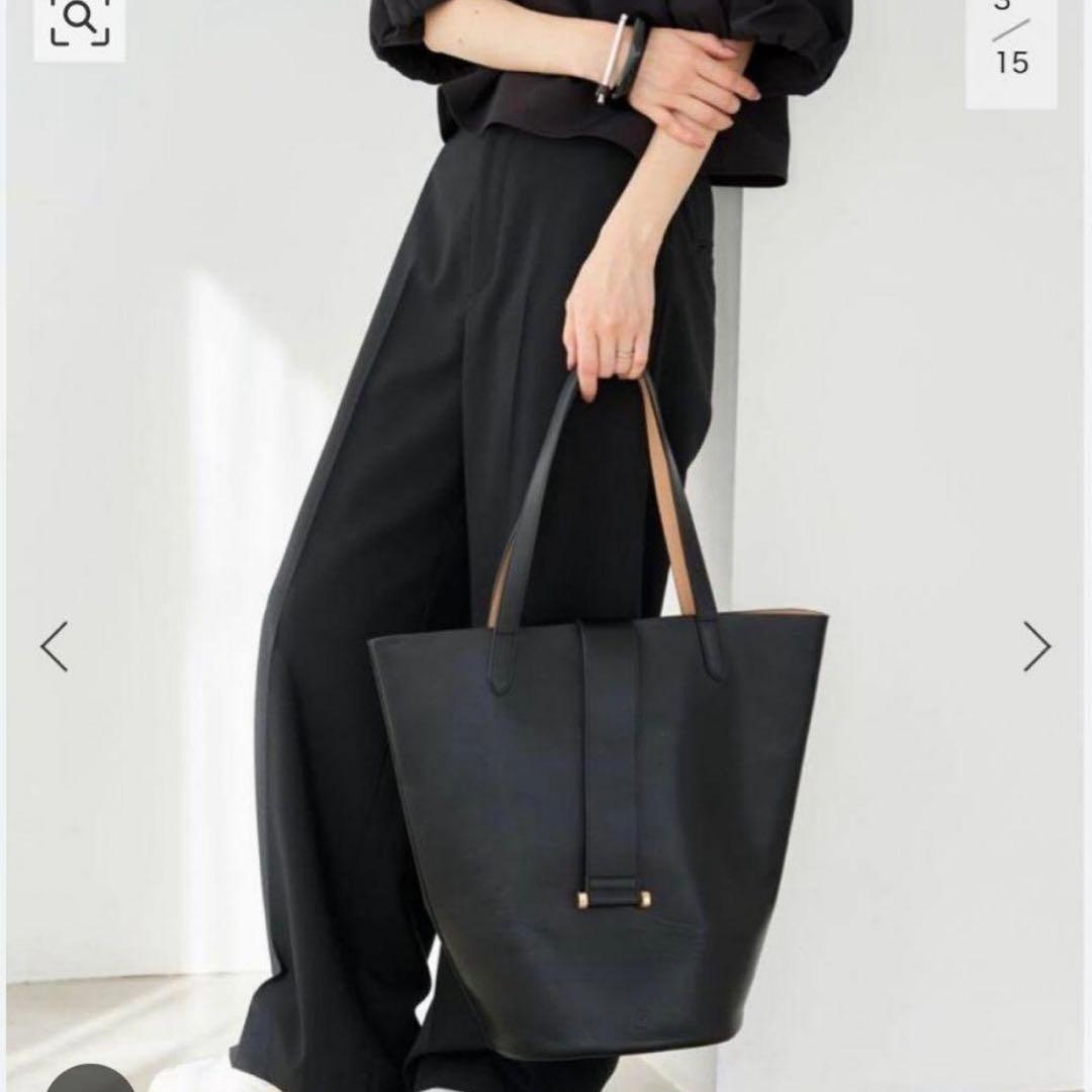 &MyuQ ERA トートバッグ ショルダーバッグ レザー ブラック A4対応