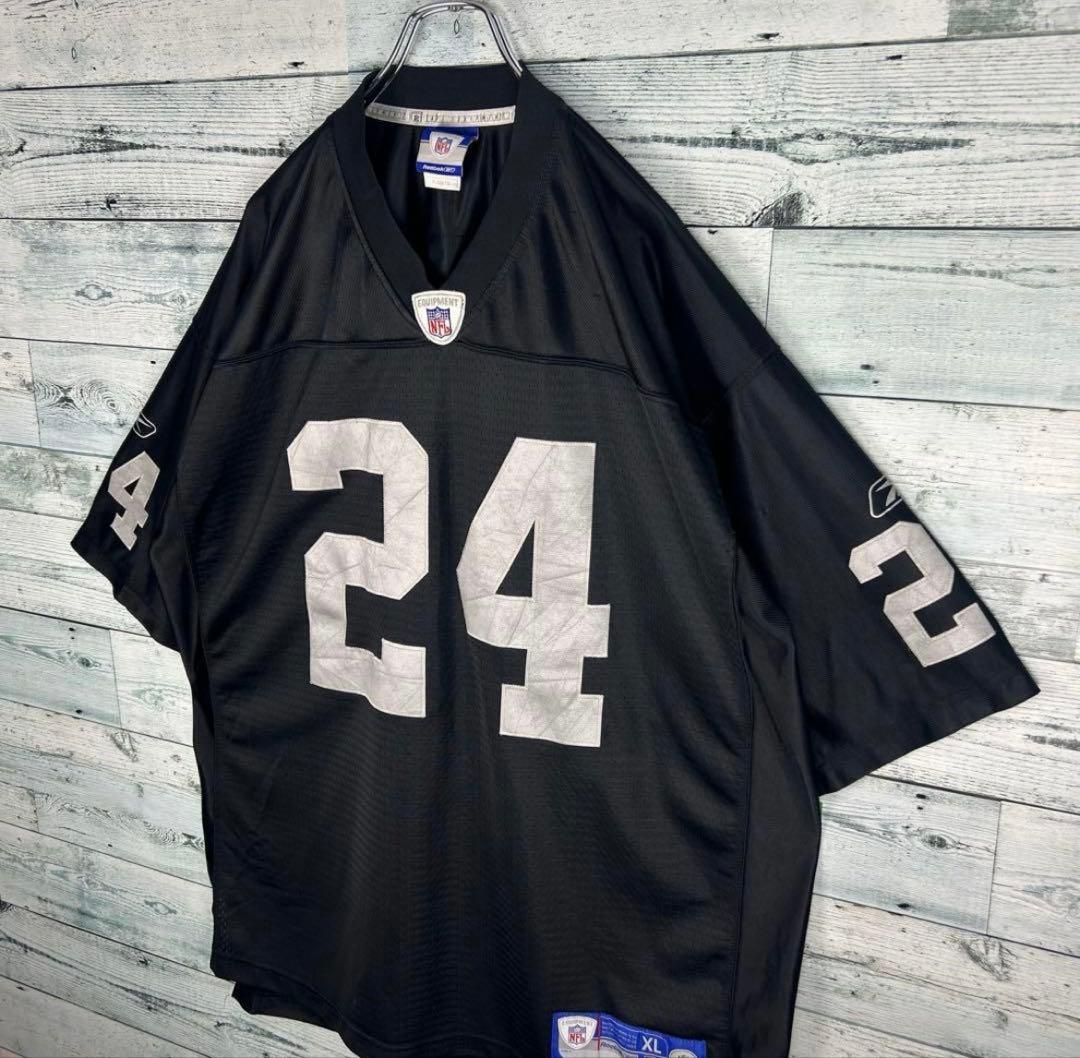 リーボック NFL 全刺繍 レイダース アメフトゲームシャツ XL