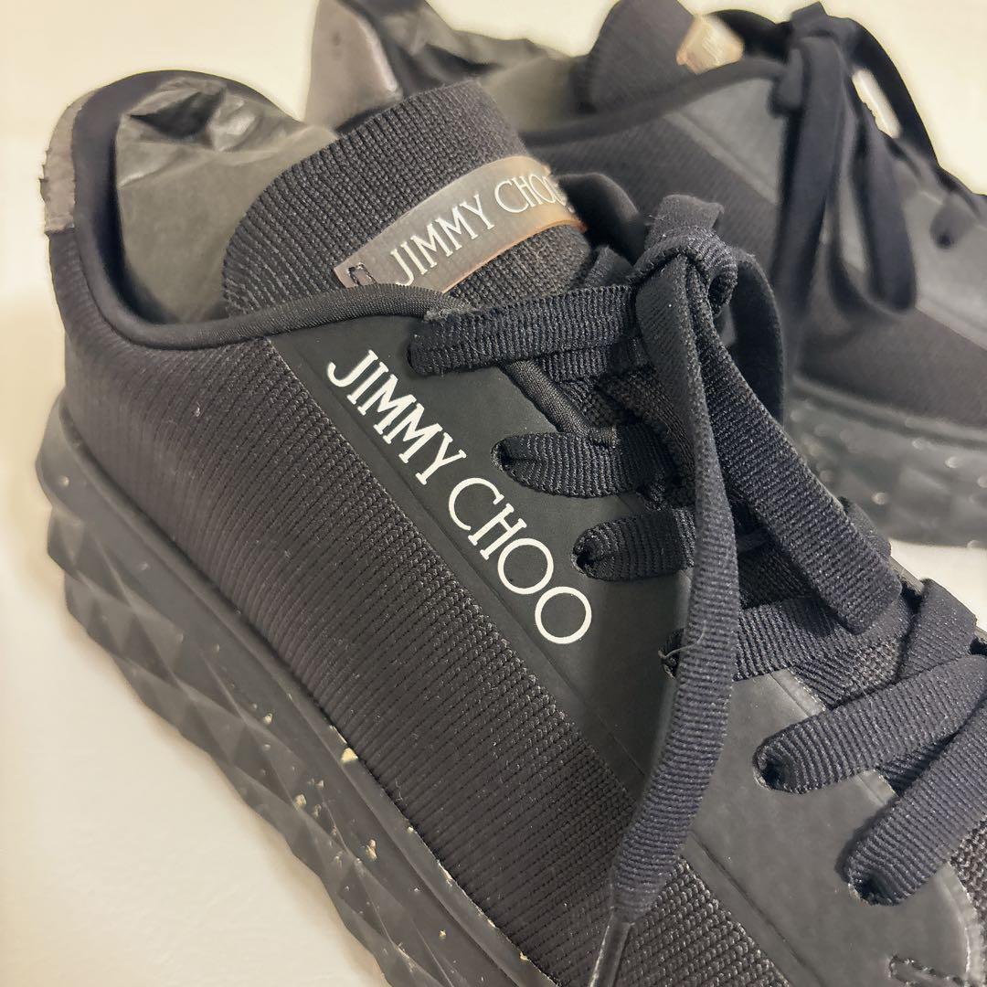 【現行】ジミーチュウ　ダイヤモンドライト　スニーカー　厚底　黒　ブラック