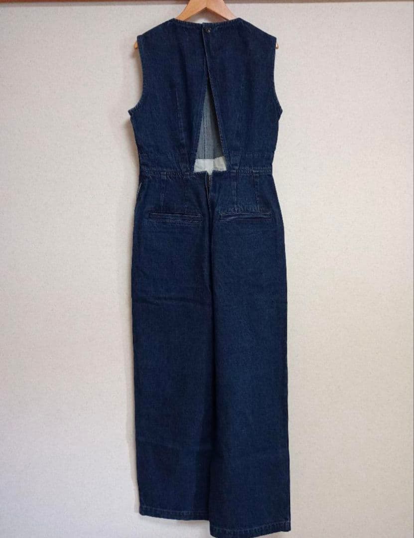 ダークブルー デニム ノースリーブ サロペット